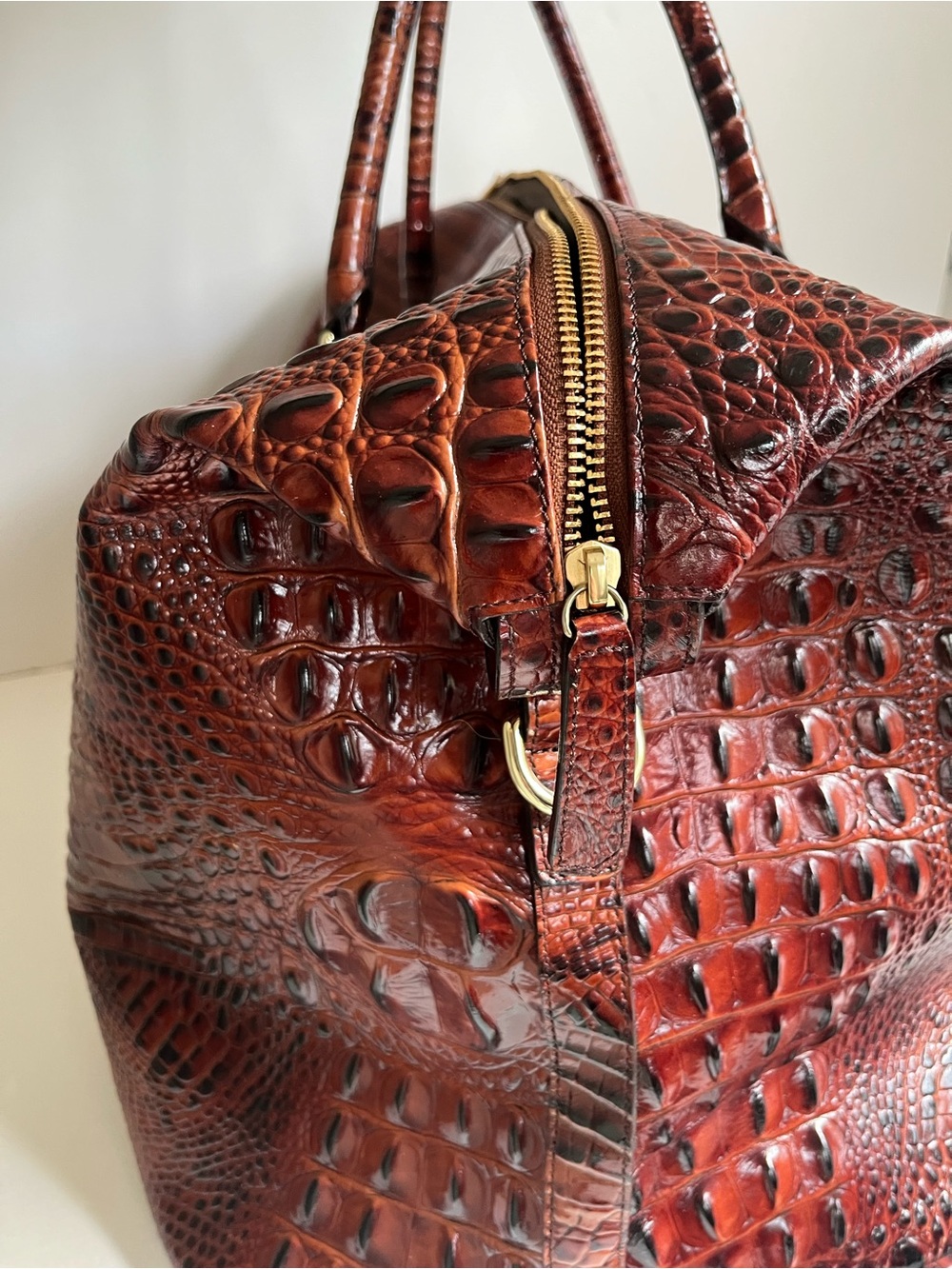 Brahmin “The Duxbury Weekender” Leather Tote in Pecan Melbourne - Picture 6 of 10